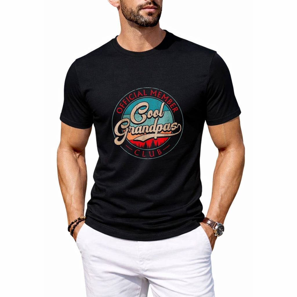 Men's Nacho Average Grandpa Funny Mexican Papa Retro Graphic T-Shirt, Casual Crew Neck Tee