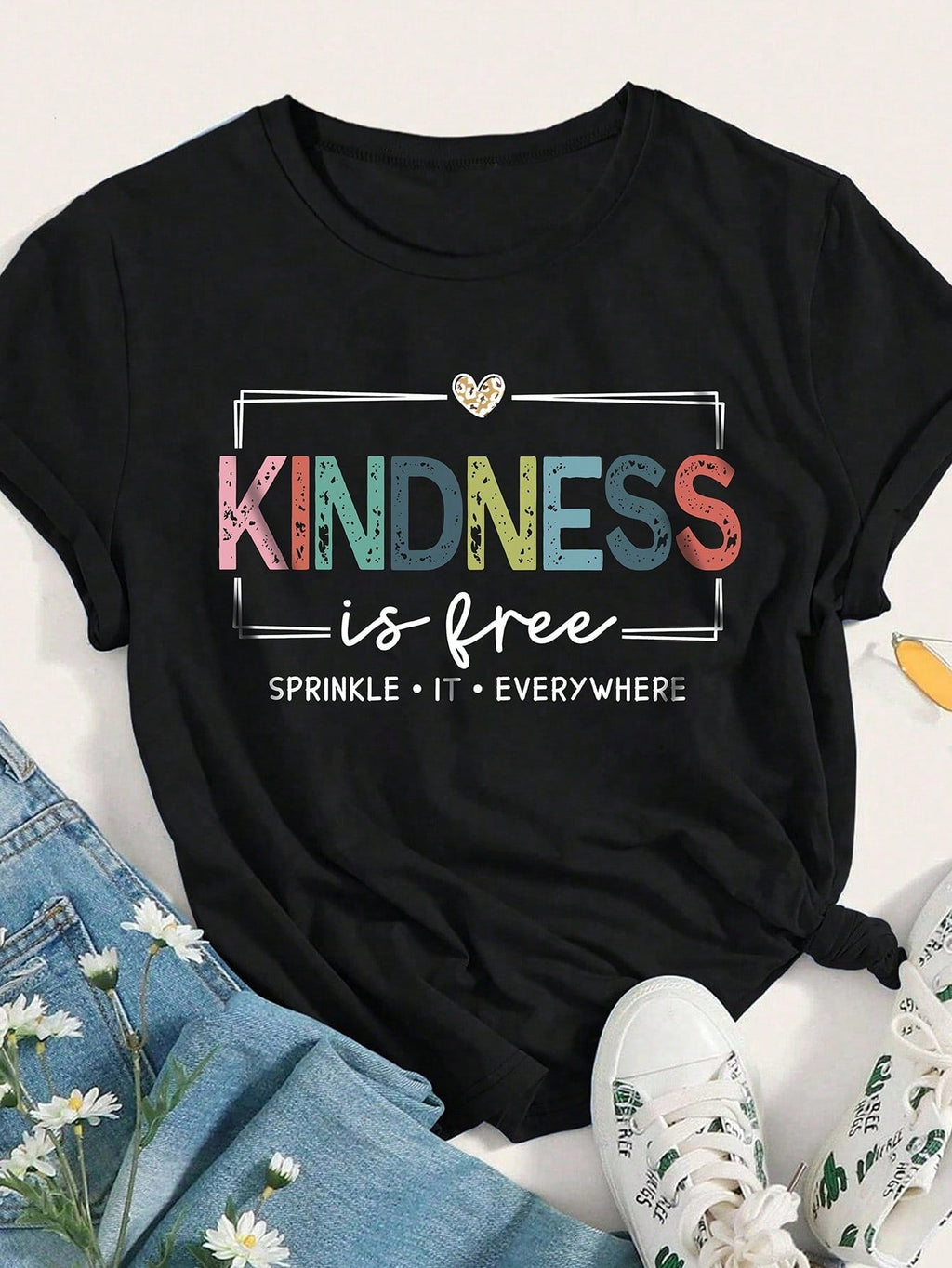 Kindness Is Free Printed Plus Size T-Shirt