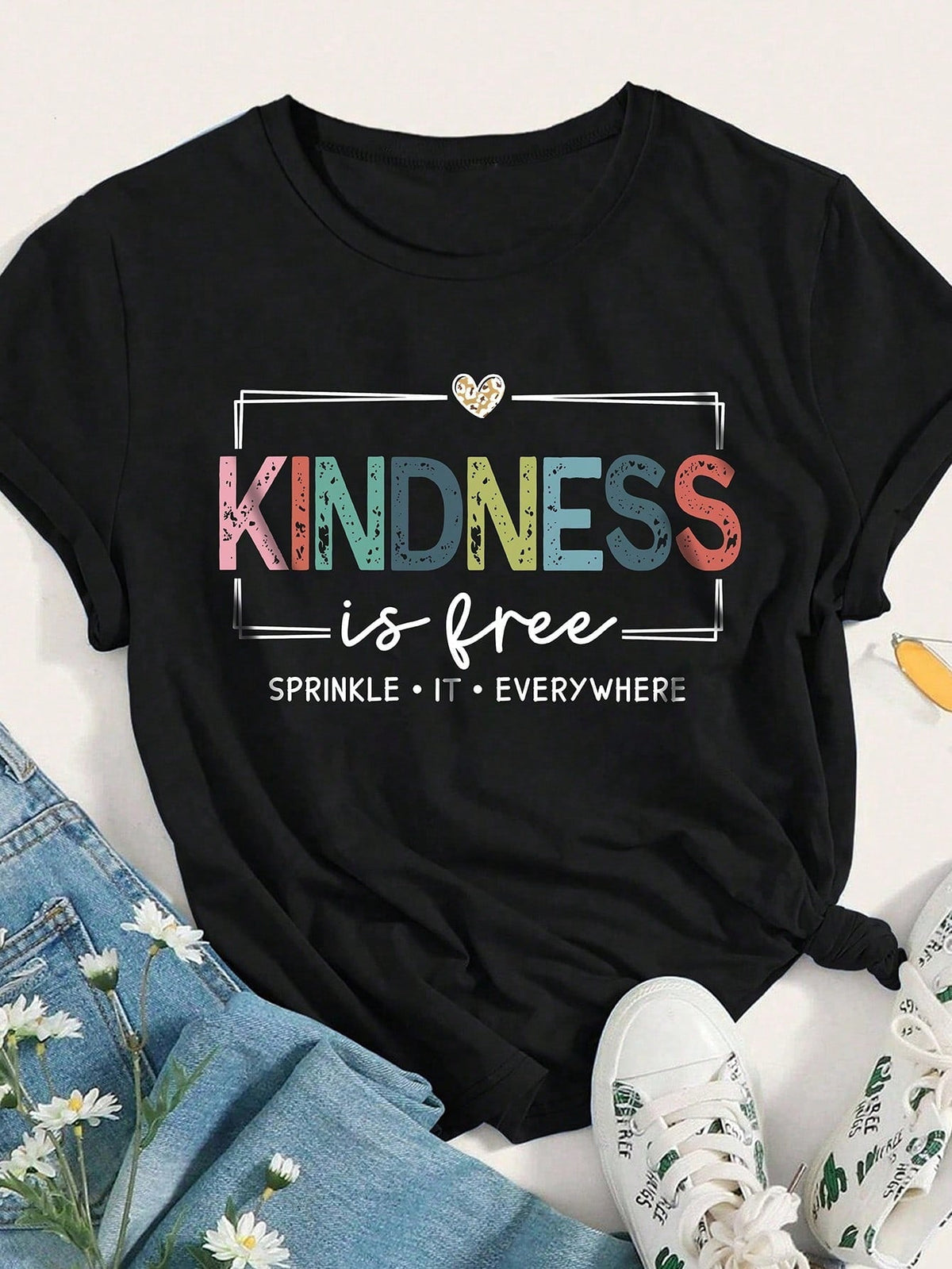 Kindness Is Free Printed Plus Size T-Shirt