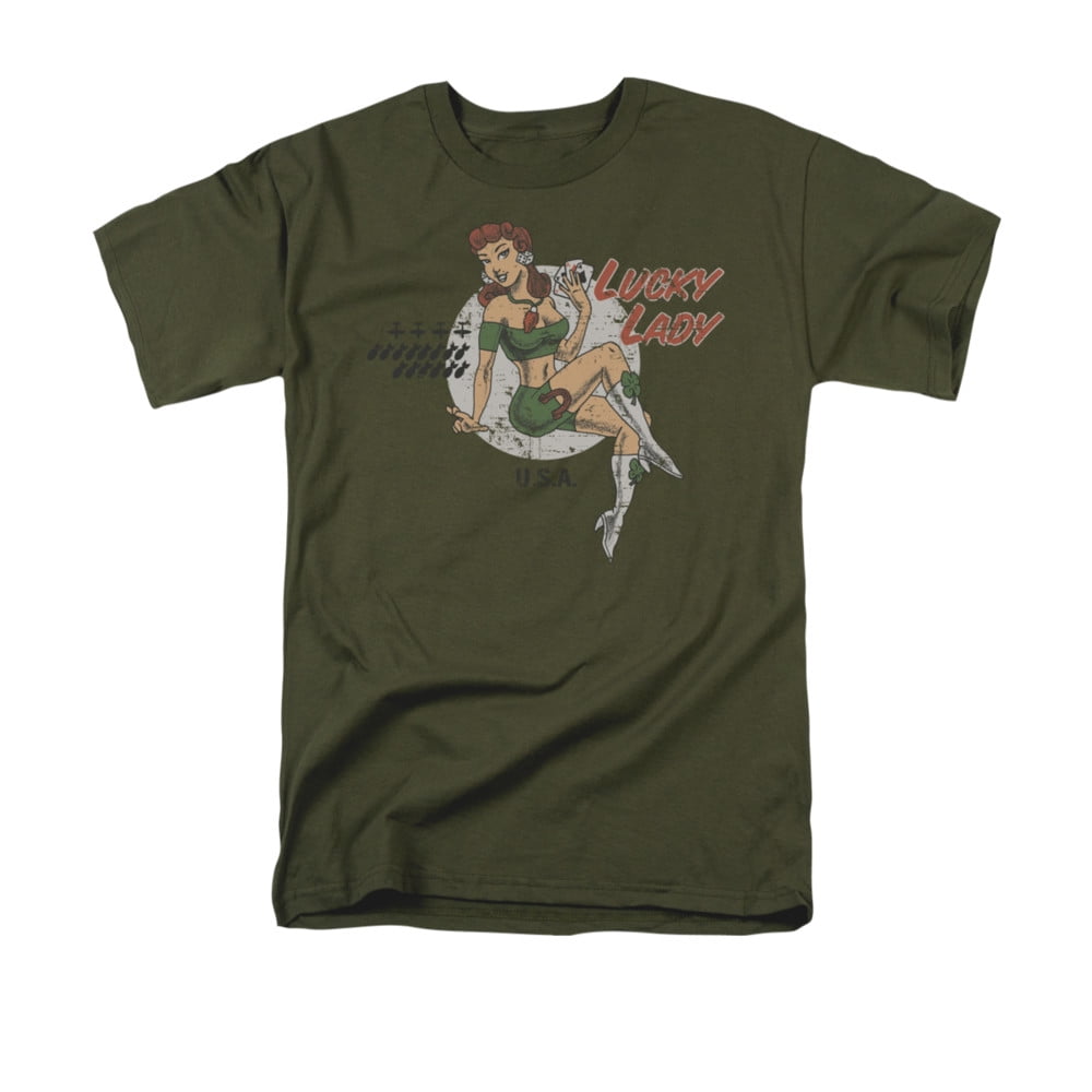 Lucky Lady Retro Pin-Up Cards Poker Humor Funny Humorous Saying Adult T-Shirt