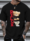 Men's Trendy Casual T-Shirt with Bear Graphic Print