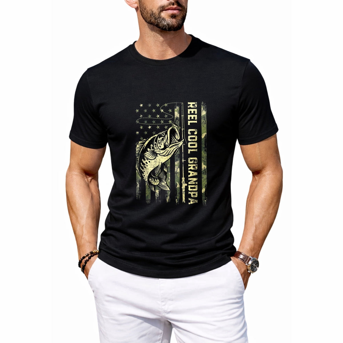 Men's Nacho Average Grandpa Funny Mexican Papa Retro Graphic T-Shirt, Casual Crew Neck Tee