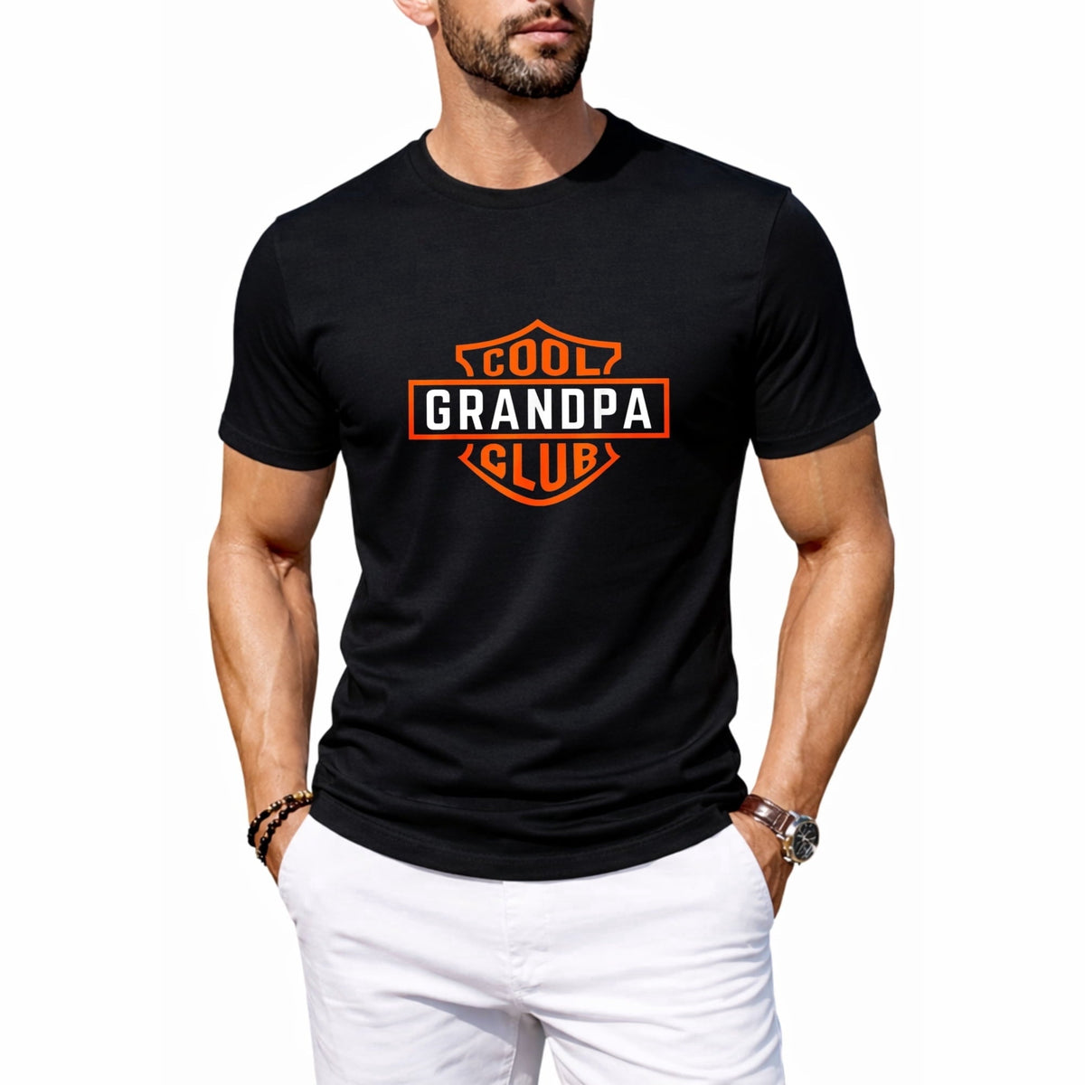 Men's Nacho Average Grandpa Funny Mexican Papa Retro Graphic T-Shirt, Casual Crew Neck Tee