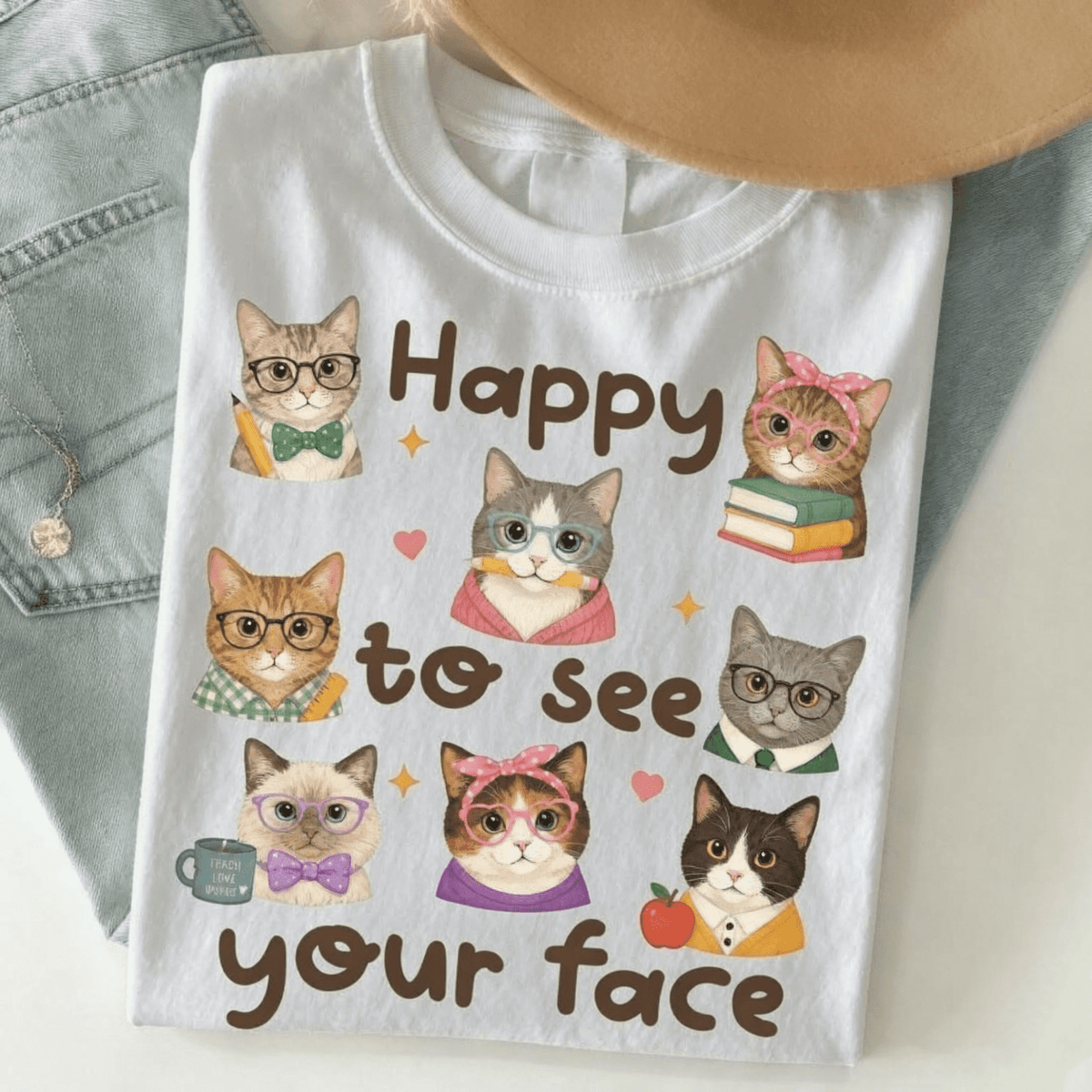 Vintage Funny Teacher Cat Graphic Tee Cute Back To School Summer T Shirt Women Vacation Outfits Women