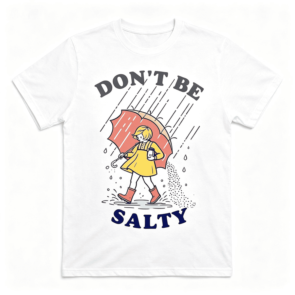 Women’s Don’t Be Salty Retro Cartoon Graphic Casual Short Sleeve T-Shirt