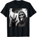 short sleeve shirt Funny Sasquatch Bigfoot Rock On Selfie With T-Shirt