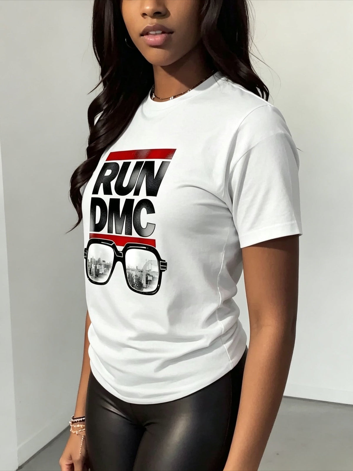 Run DMC Digital Print Cotton Short Sleeve Tee Hip Hop Music Summer Top