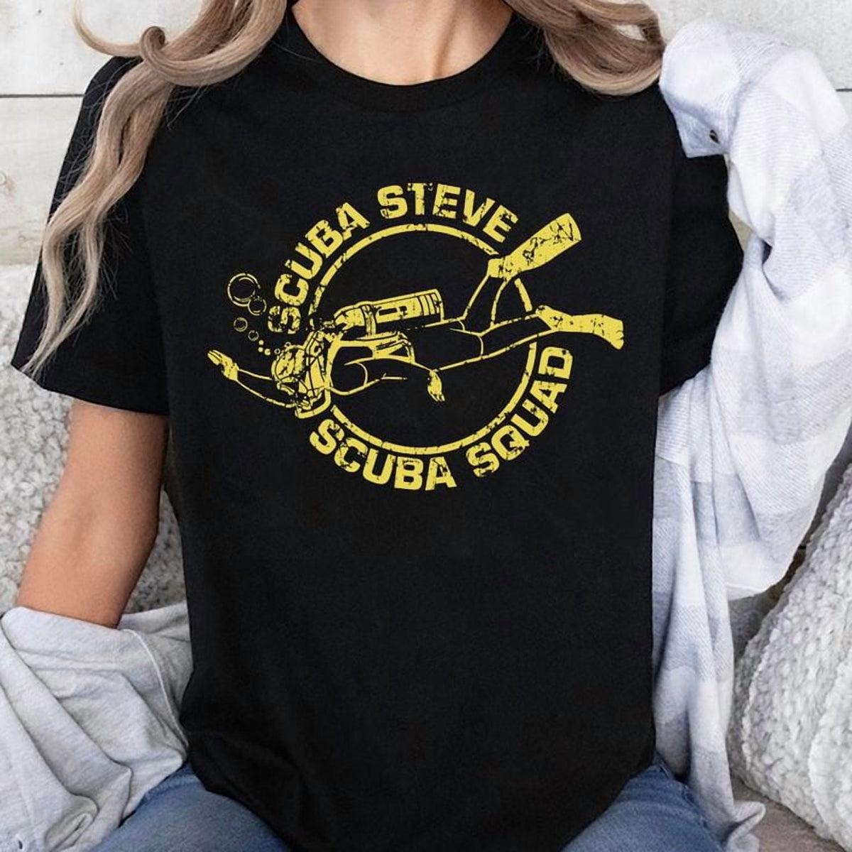 Scuba Steve Scuba Squad T Shirt Funny Vintage 90s Hilarious Retro Saying Cool, Men's And Women's Graphic Tee 100% Cotton by TBun, Full Sizes S-5XL