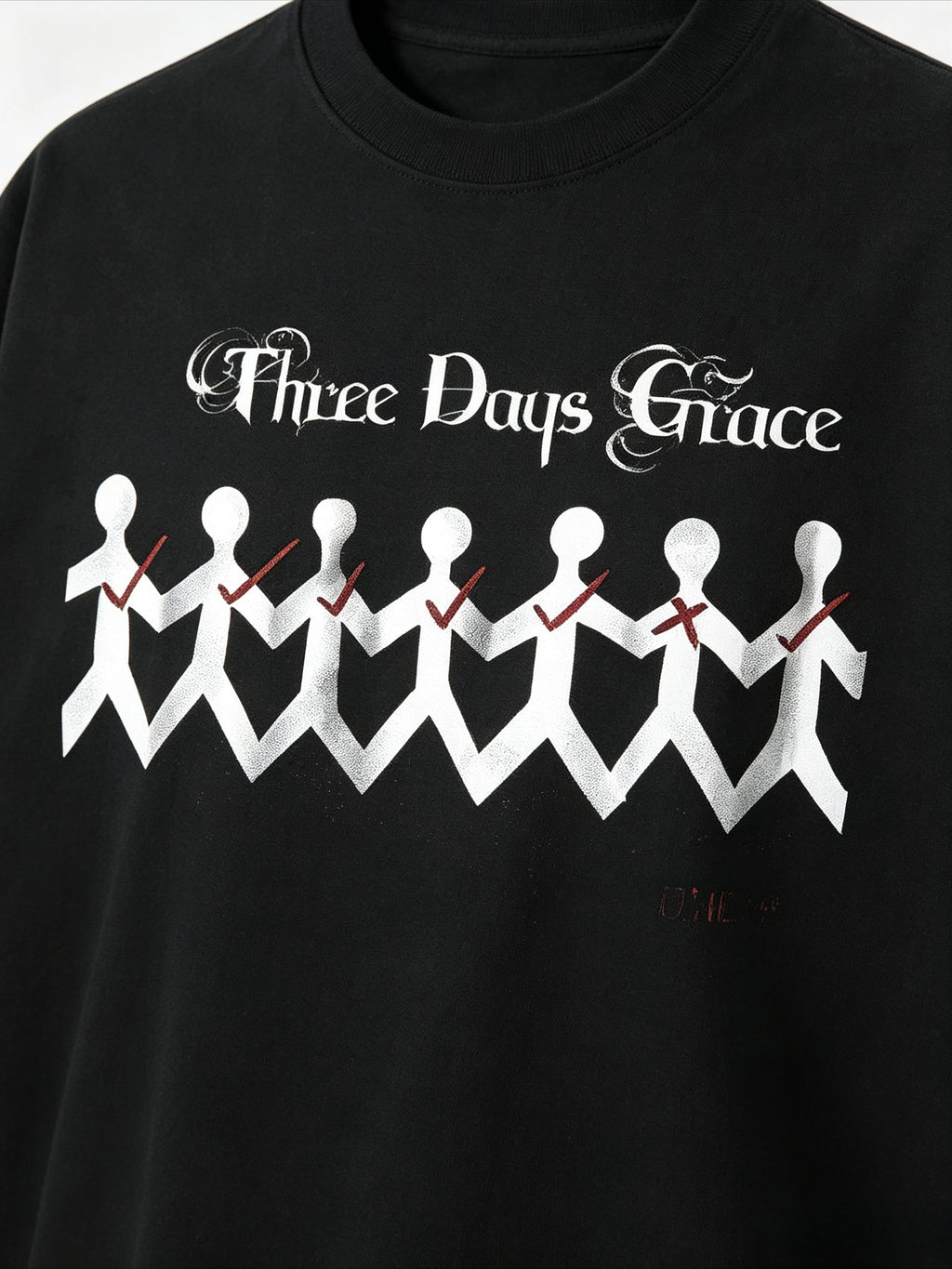 Payeah Three Days Of Grace Line Drawing Print Cotton Slim Fit Tee Top