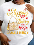 Women's Christian Birthday T-Shirt, God's Grace and Mercy Graphic, Inspirational Faith Design, Short Sleeve Crew Neck Casual Tee
