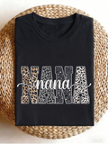 NANA Leopard Print Graphic T-Shirt, Cute Multi Tone Cheetah Pattern Short Sleeve Tee for Grandma Gift