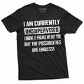 Men'S Funny T-Shirt I Am Currently Unsupervised T-Shirt Hilarious Funny Saying Tee For Him (3X-Large Black)