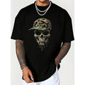 Unisex Skull Graphic T-Shirt, 100% Cotton Short Sleeve Casual Tee, Black