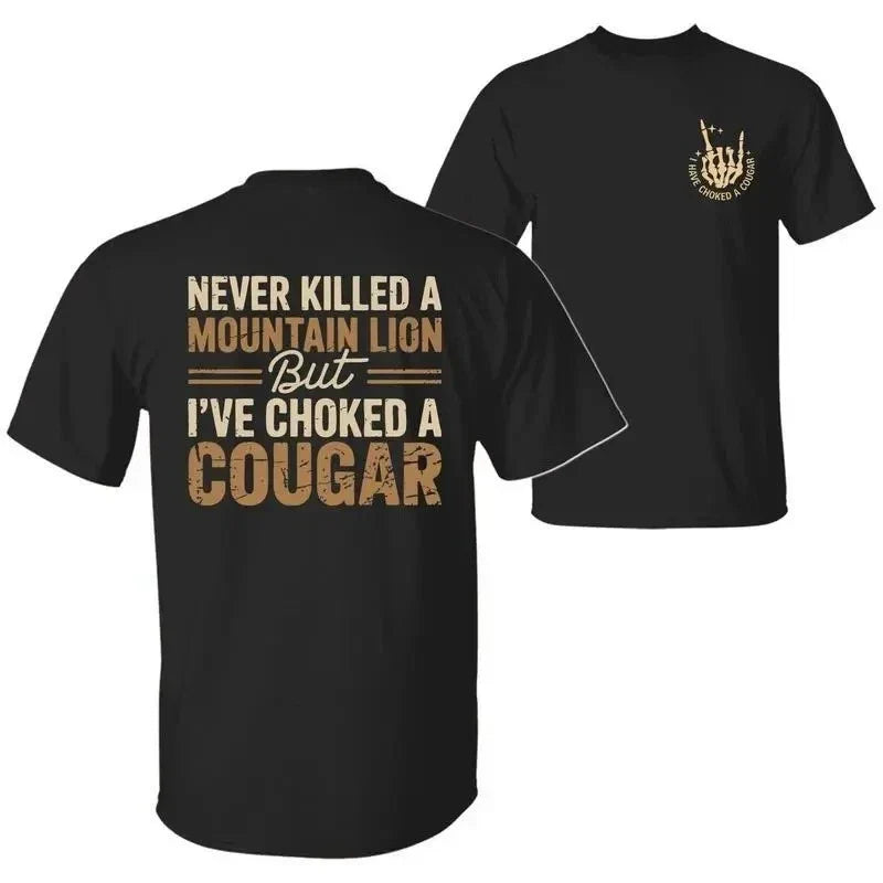 Men's crew-neck casual T-shirt, double-sided print，100% Cotton